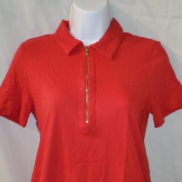 Tory Burch red half zip polo sz small - Picture 3 of 9